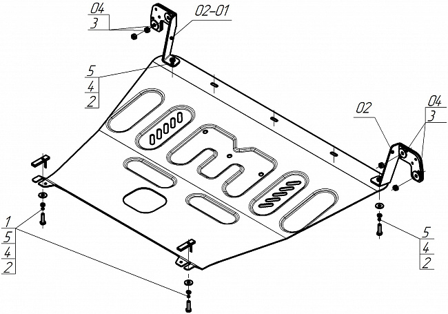 Защита стальная Мотодор (Двигатель, Коробка переключения передач), 2 мм,  Renault Samsung XM3  2020-2024 арт. 71711