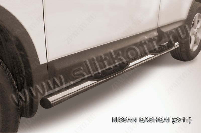 Защита порогов d76 с проступями Nissan Qashqai (2010-2013) , Slitkoff, арт. NIQ11-005