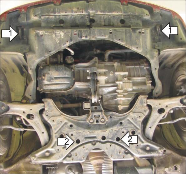 Защита стальная Мотодор (Двигатель, Коробка переключения передач), 2 мм, Сталь для Toyota Prius 2003-2009 арт. 02557