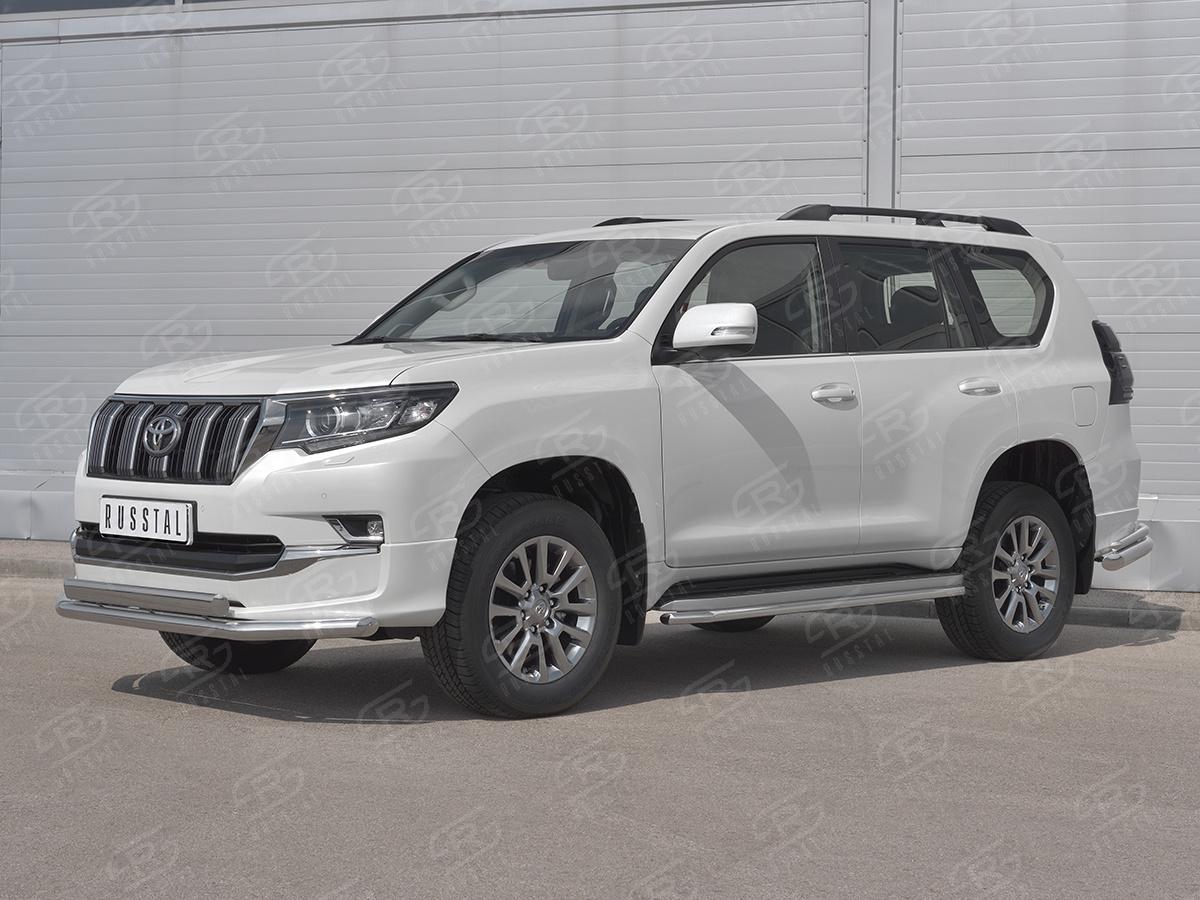 Защита переднего бампера d57 секции-d75х42 дуга для автомобиля Toyota Land Cruiser Prado 150 Style 2019, Slitkoff LCPZ-003297