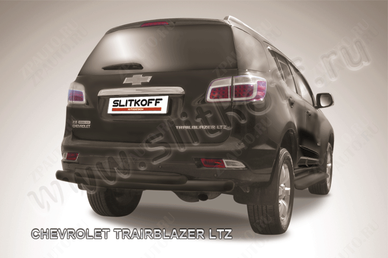 Защита заднего бампера d76+d57 двойная черная Chevrolet Trailblazer (2012-2016) , Slitkoff, арт. CHTB12-010B