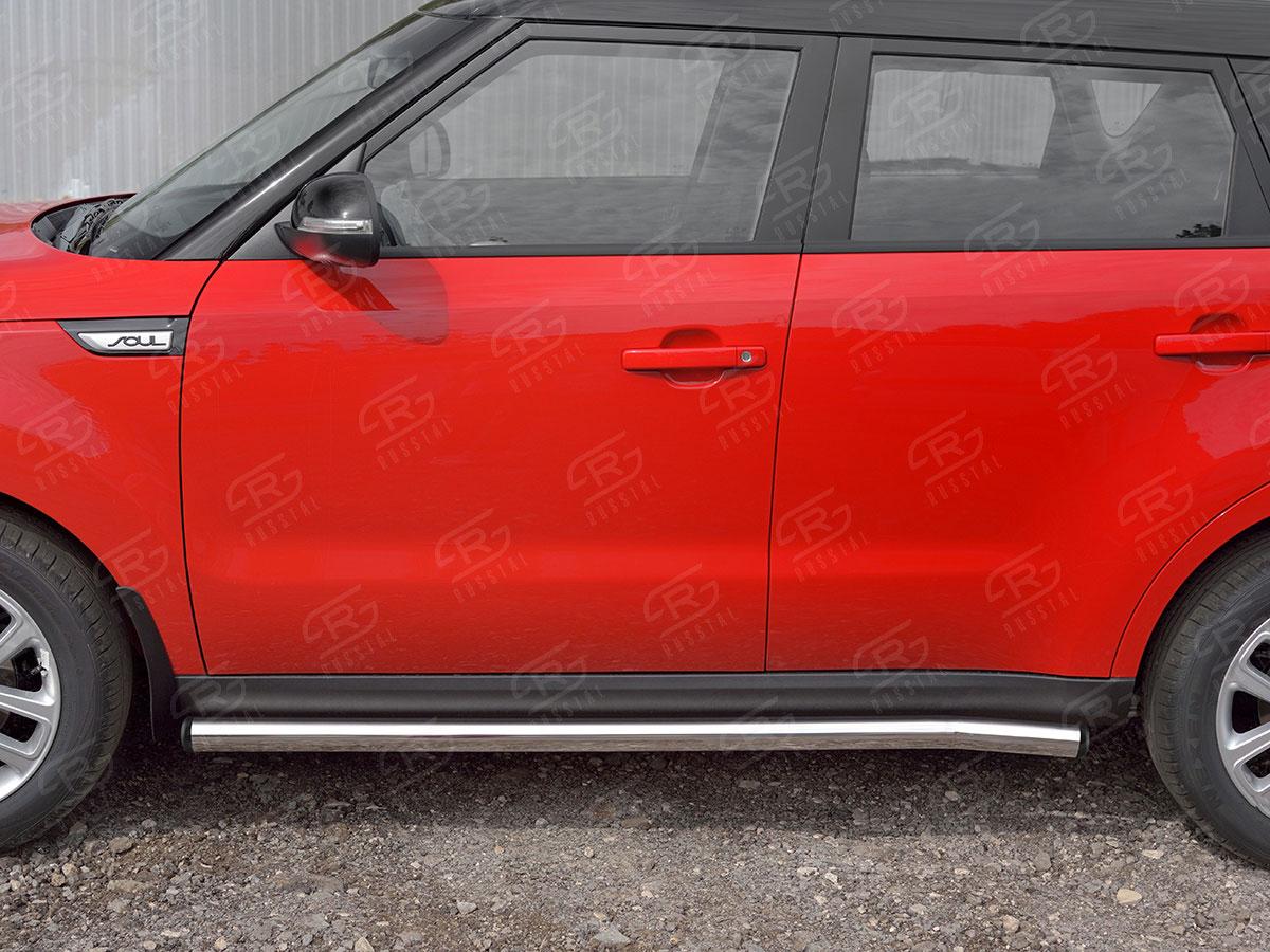 Пороги труба d57 вариант 2 на KIA Soul II 2017, Slitkoff KSOT-0027532