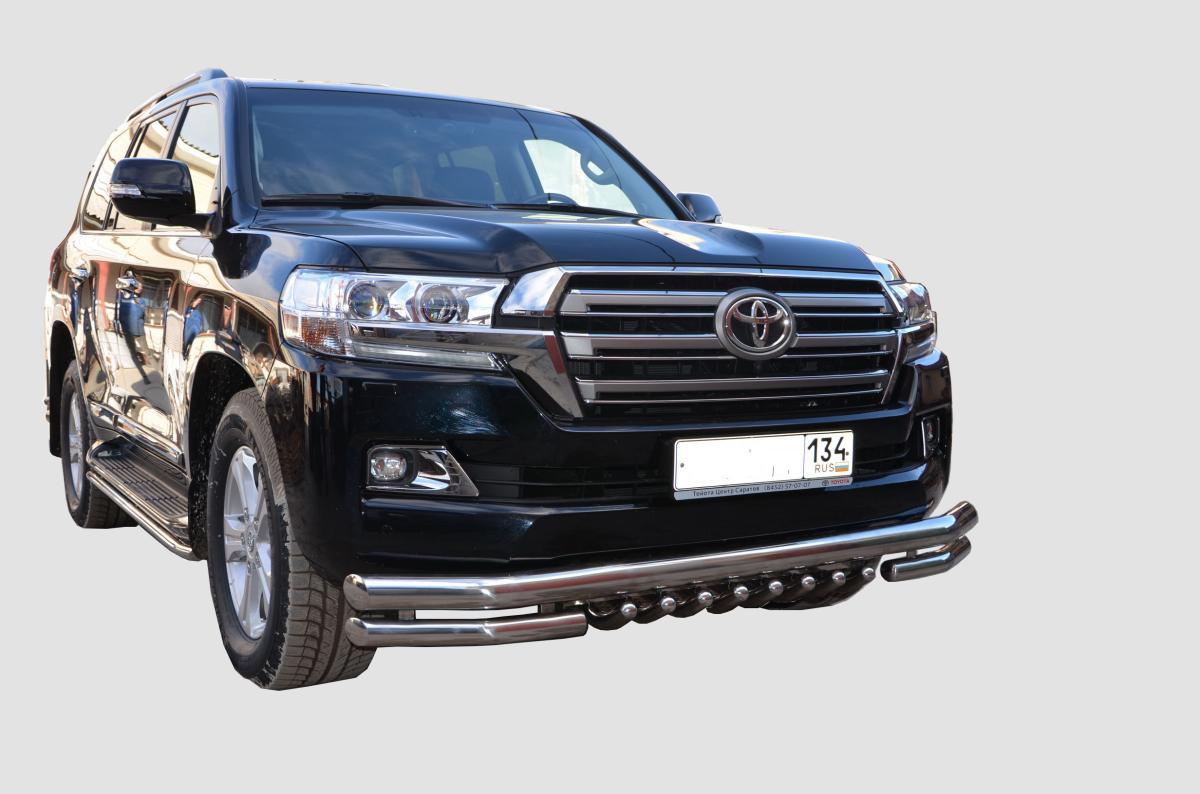 Защита переднего бампера тройная с защитой «акула» для автомобиля TOYOTA Land Cruiser 200    2015. TLC200.15.06, Россия