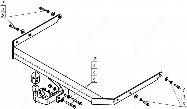 Фаркоп Ford Focus 2011-2018, тип шара A, MOTODOR, арт. F103A