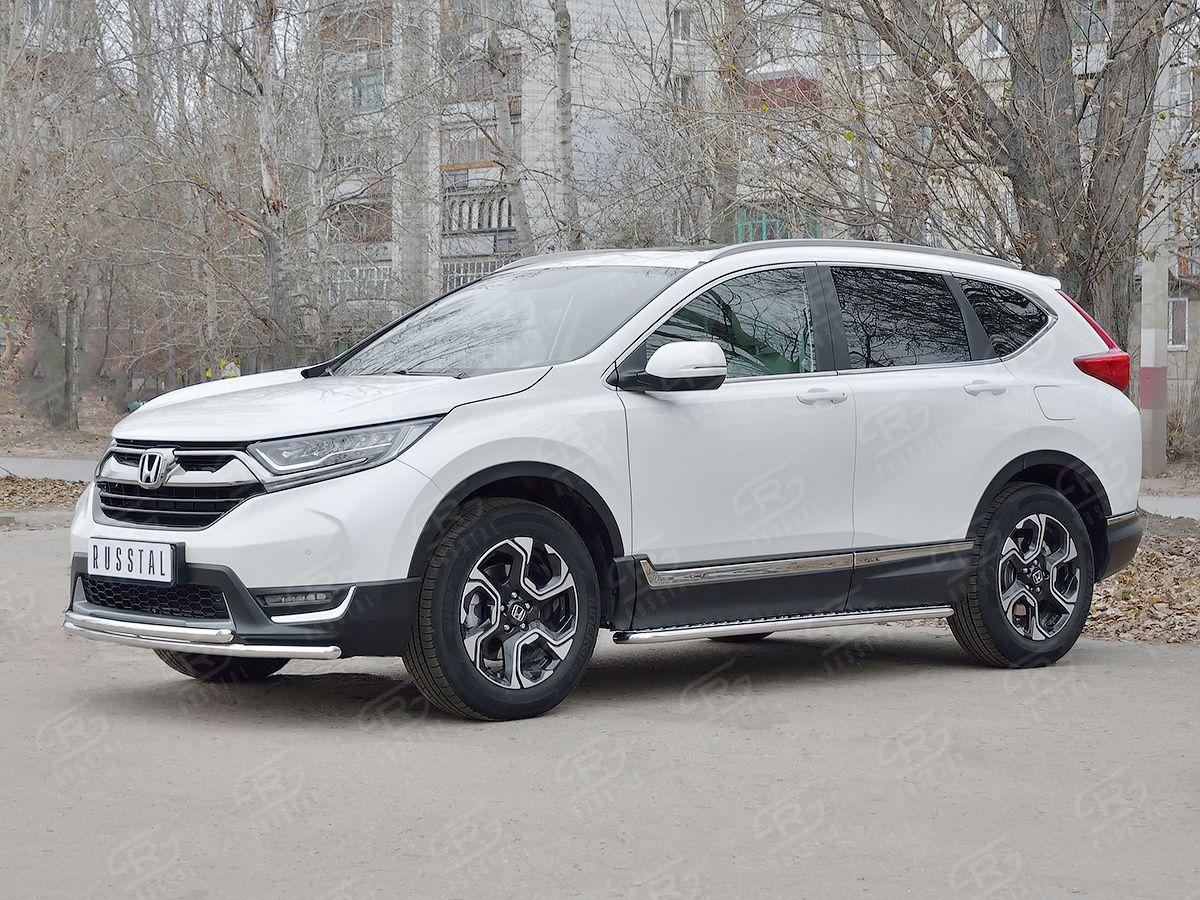 Защита переднего бампера d42/42 на Honda CR-V 2017, Slitkoff HCRZ-002823