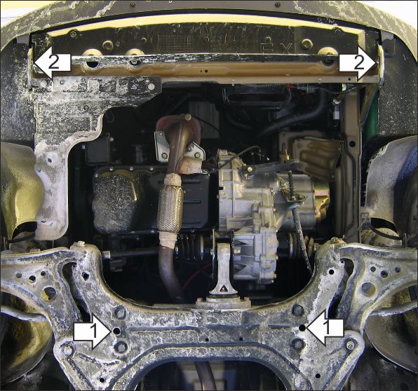 Защита стальная Мотодор (Двигатель, Коробка переключения передач), 2 мм,  Chevrolet Aveo   2003-2006 арт. 73003