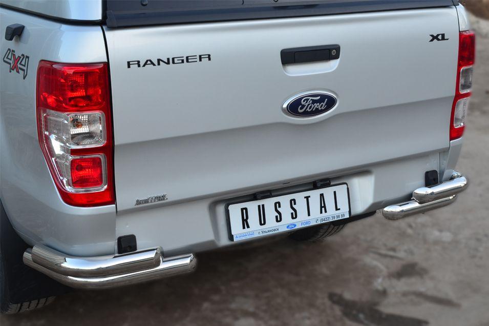 Защита заднего бампера уголки d57/57 для Ford Ranger 2012, Slitkoff FRZ-001301