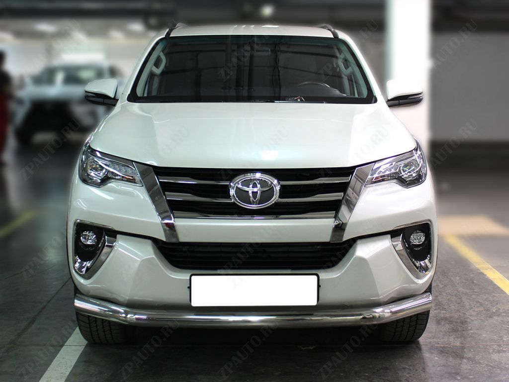 Защита переднего бампера одинарная d-76 для автомобиля Toyota Fortuner 2020-наст.вр., Технотек, арт. TF20_1