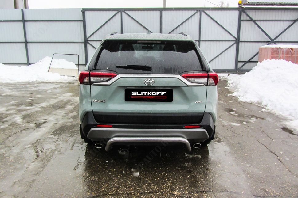 Защита заднего бампера d57 cкоба Toyota Rav-4 (2018-2023) , Slitkoff, арт. TR419-006