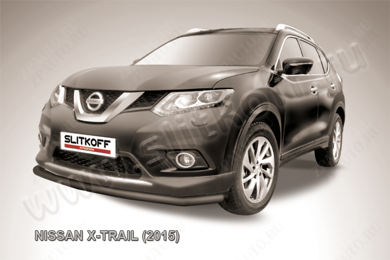 Защита переднего бампера d57 черная Nissan X-Trail (2013-2023) , Slitkoff, арт. NXT15-003B