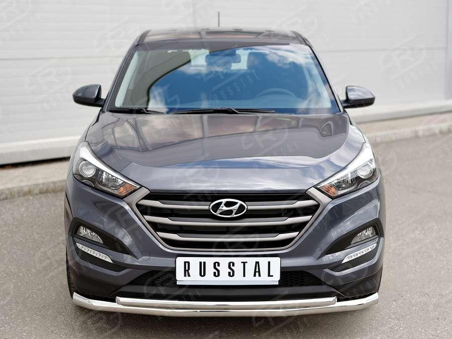 Защита переднего бампера d57/42 Hyundai Tucson 2015, Slitkoff HTZ-002233