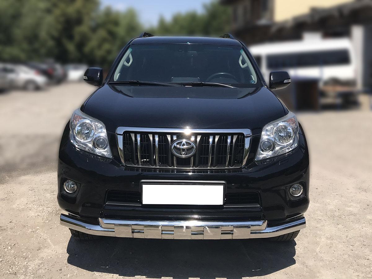 Защита переднего бампера d-76+60 с перемычками для автомобиля Toyota Land Cruiser Prado 150 2009-2012г.в., Технотек, арт. LCPR10_1.6