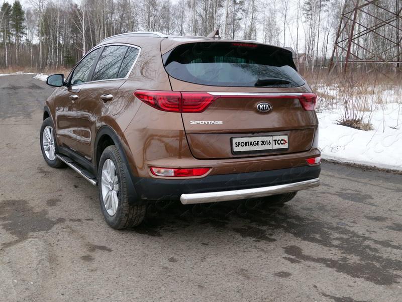 Защита задняя (овальная) 75х42 мм для автомобиля Kia Sportage (QL) 2016-2018, TCC Тюнинг KIASPORT16-25