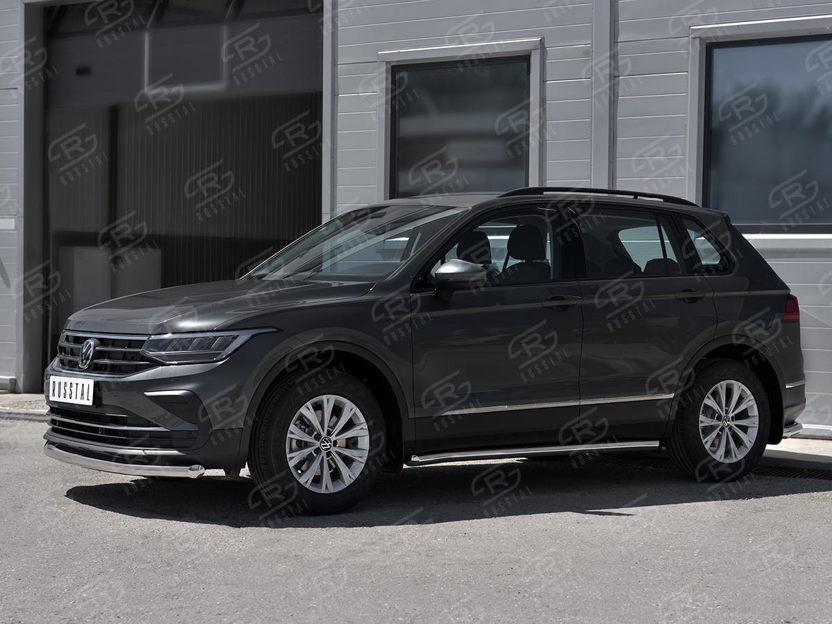 VOLKSWAGEN TIGUAN 2020- (кроме R-LINE) Защита переднего бампера d57 секции VGZ-003573