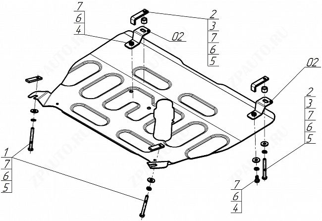 Защита стальная Мотодор (Двигатель, Коробка переключения передач), 2 мм,  для Changan Cs95  2023- арт. 77212