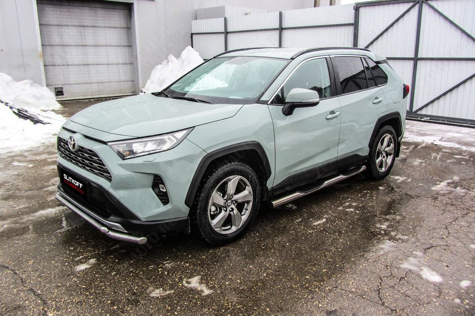 Защита порогов d76 с проступями Toyota Rav-4 (2018-2023) , Slitkoff, арт. TR419-003