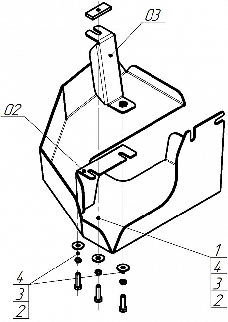 Защита стальная Мотодор (Трубки кондиционера), 3 мм,  Ford Tourneo Custom  2023- арт. 10709