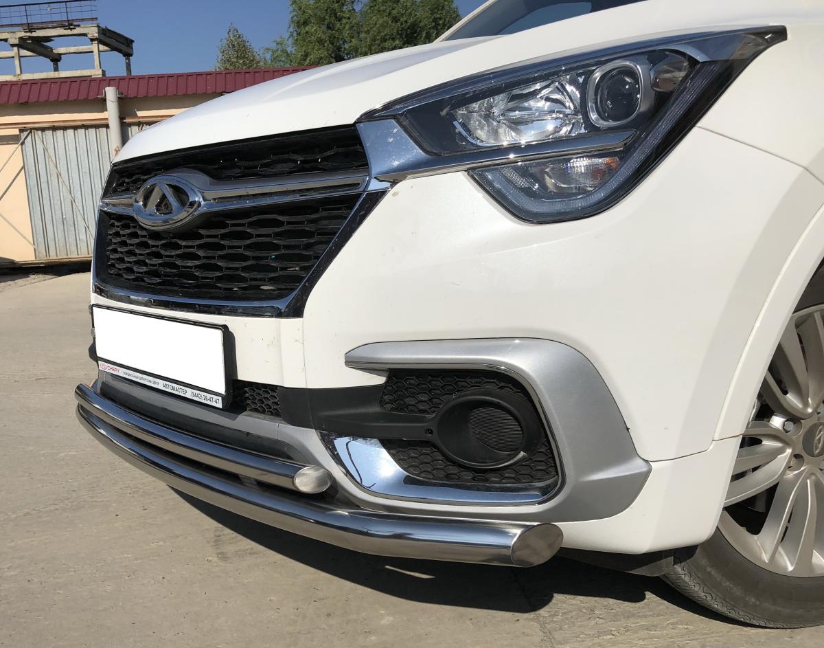 Защита переднего бампера двойная для автомобиля CHERY Tiggo 4 2019 арт. CHTG.19.03
