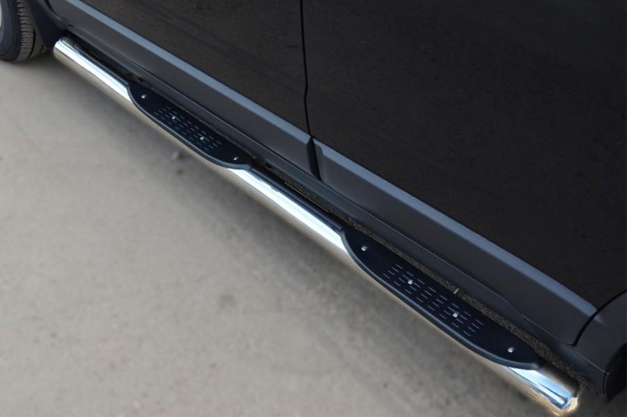 Пороги труба d76 с накладками вариант 3 для Opel Antara 2012, Slitkoff OAT-0013693