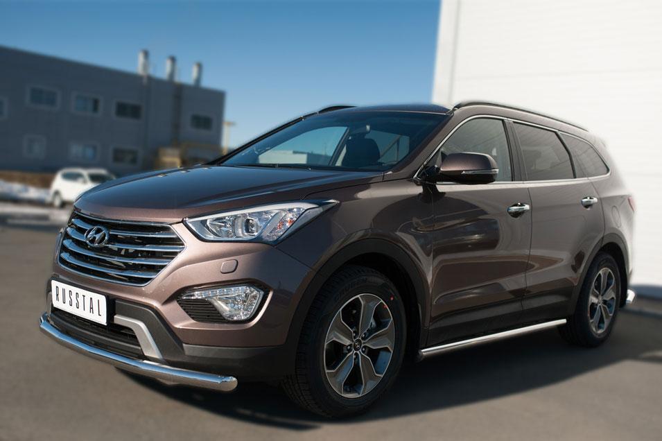 Пороги труба d57 вариант 2 для Hyundai Santa Fe Grand 2013, Slitkoff HSFT-0020082