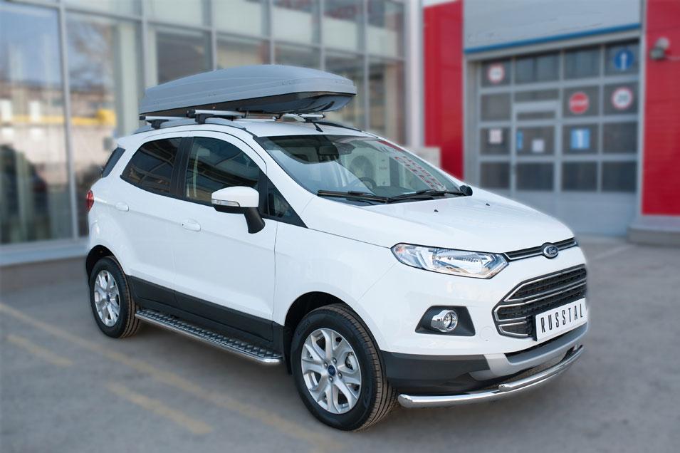 Пороги труба d42 с листом для Ford EcoSport 2014, Slitkoff FEL-002059