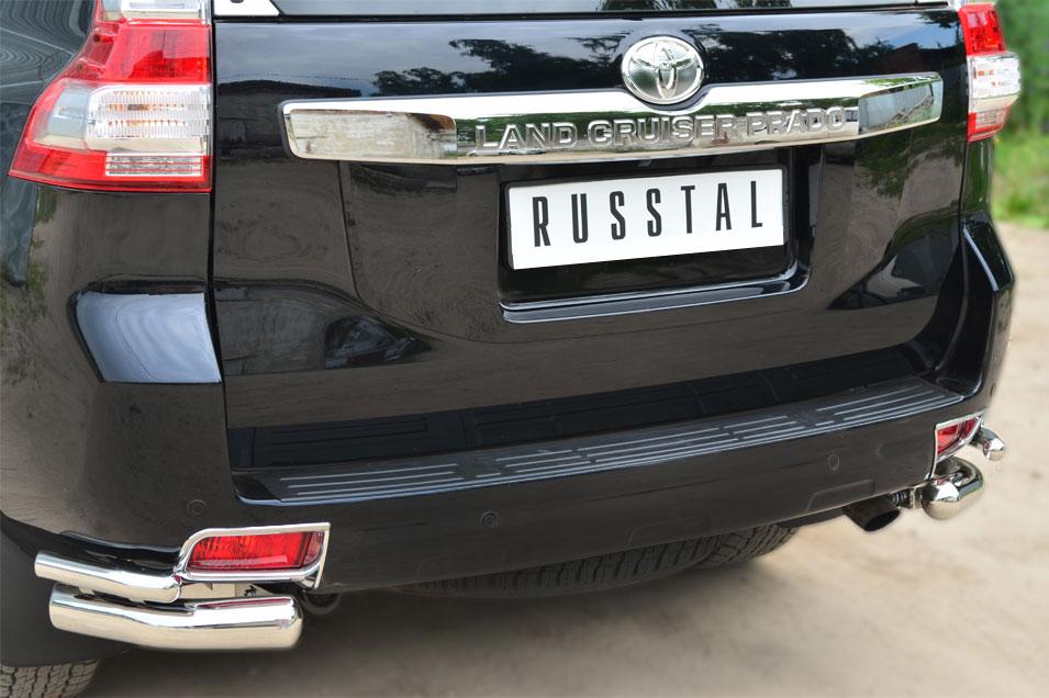 Защита заднего бампера уголки d76/42 для Toyota LC Prado 150 2014, Slitkoff LCPZ-001721