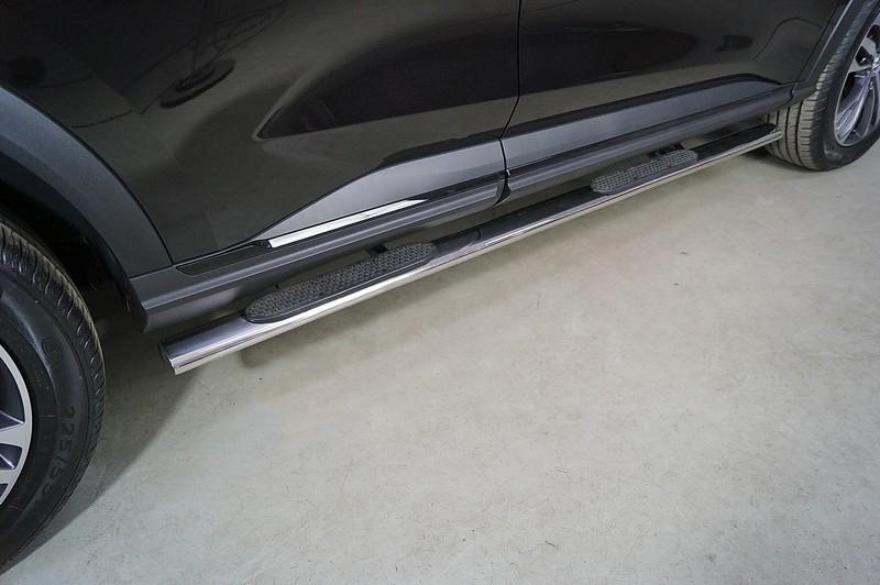 Пороги овальные с накладкой 120х60 мм для автомобиля HAVAL F7X (2.0L 4WD) 2022-,TCC Тюнинг ,арт. HAVF7X22-13