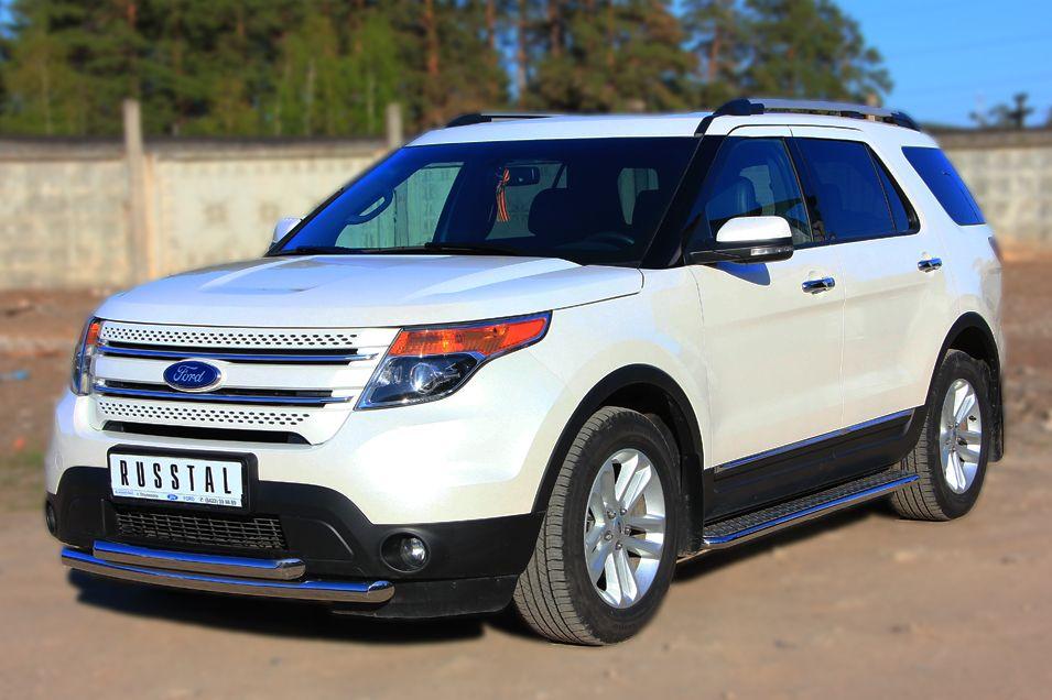 Пороги труба d42 с листом для Ford Explorer 2012, Slitkoff FEL-001315