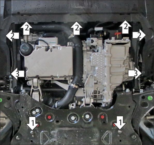 Защита стальная Мотодор (Двигатель, Коробка переключения передач), 2 мм,  для Geely Preface  2024- арт. 74209