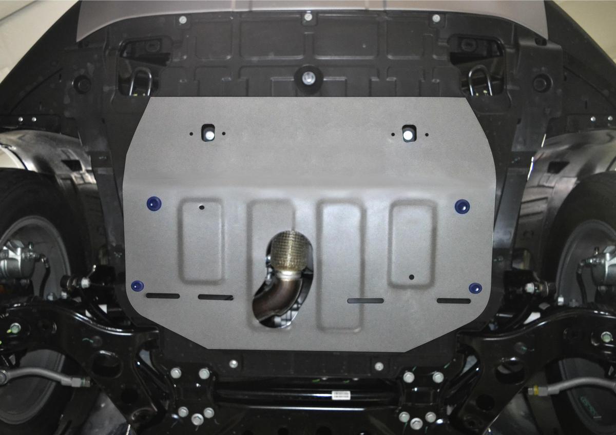 Защита картера и КПП Rival для Geely Atlas 2018-н.в., штампованная, алюминий 3 мм, с крепежом, 333.1914.1