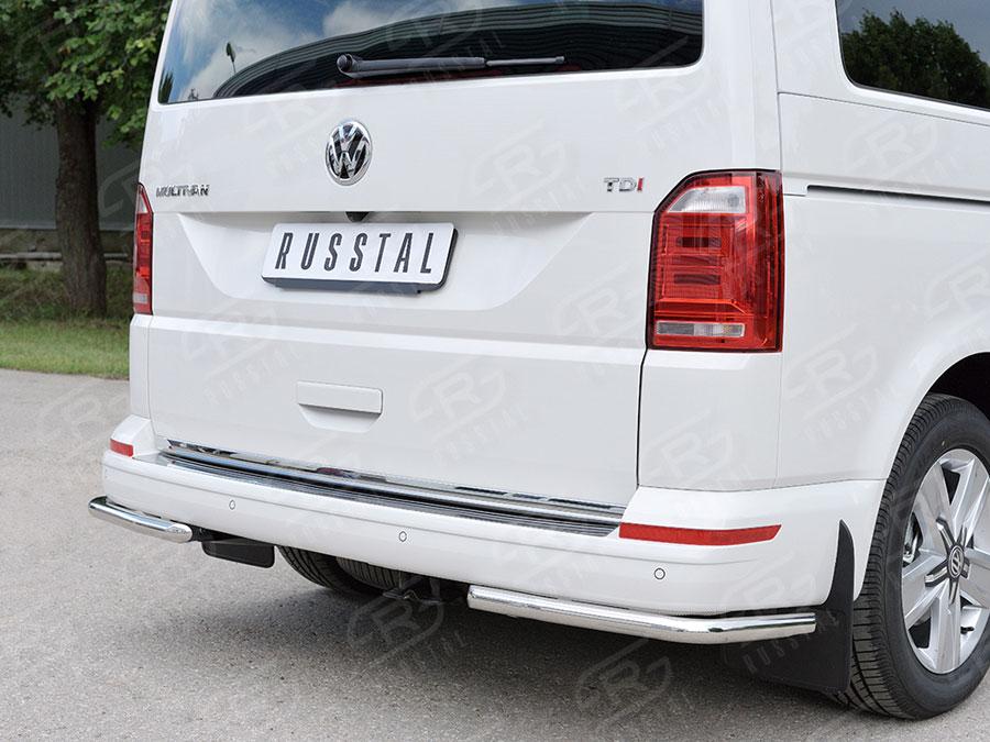 Защита заднего бампера уголки d42 Volkswagen Transporter T6 2015 Caravelle/Multivan, Slitkoff VTCZ-002340