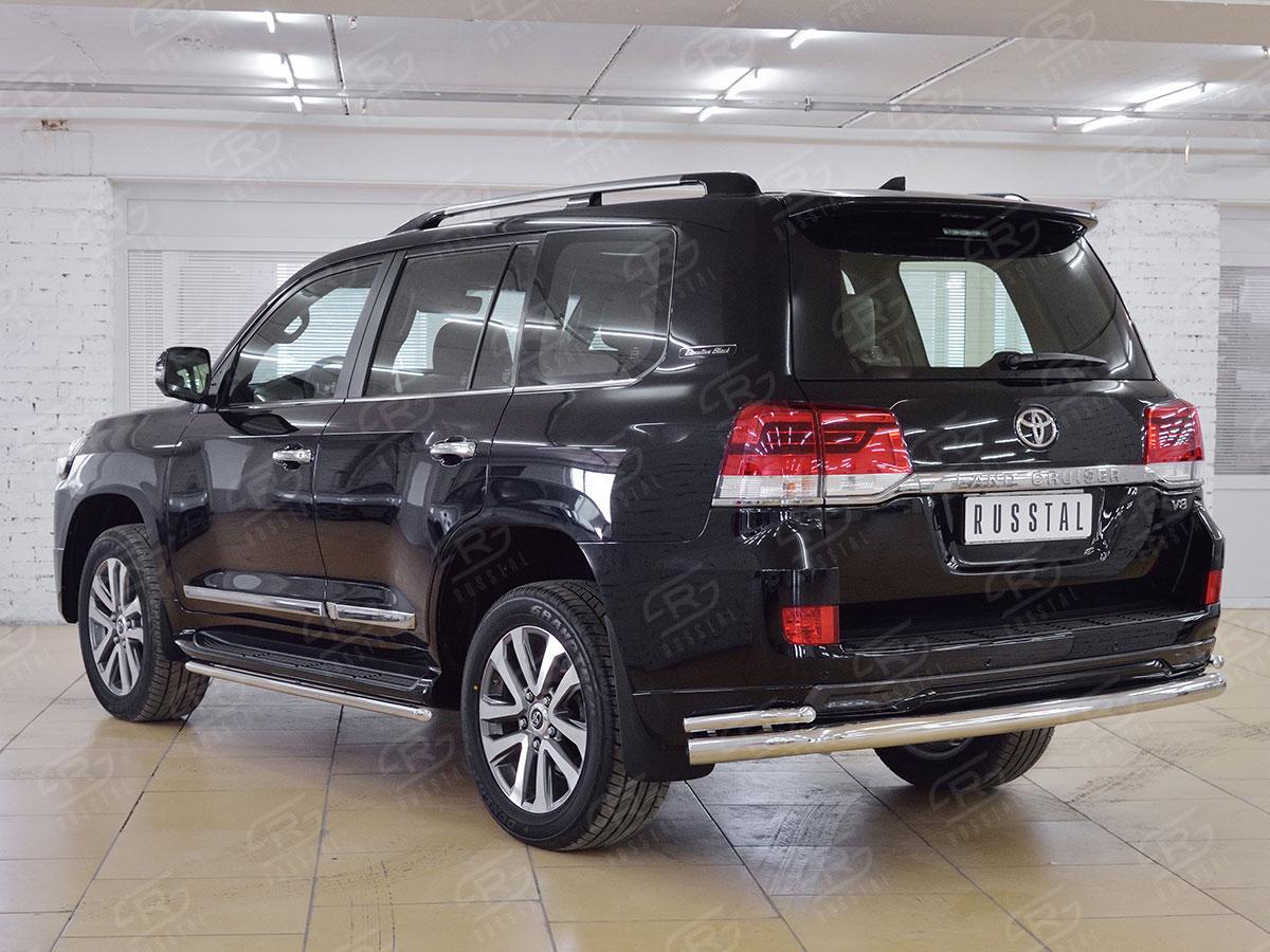 Защита заднего бампера d76/42 уголки Toyota LC 200 Executive 2016, Slitkoff TLCZ-002565