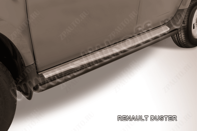 Защита порогов d42 труба черная Renault Duster (2010-2015) , Slitkoff, арт. RD007B