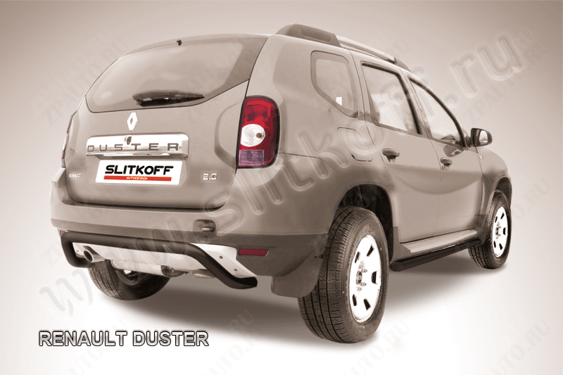 Защита заднего бампера d57 скоба черная Renault Duster (2010-2015) , Slitkoff, арт. RD008B