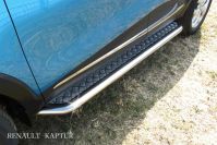 Защита порогов d57 с листом усиленная Renault Kaptur 4WD (2012-2019) Black Edition, Slitkoff, арт. RK4WD003BE