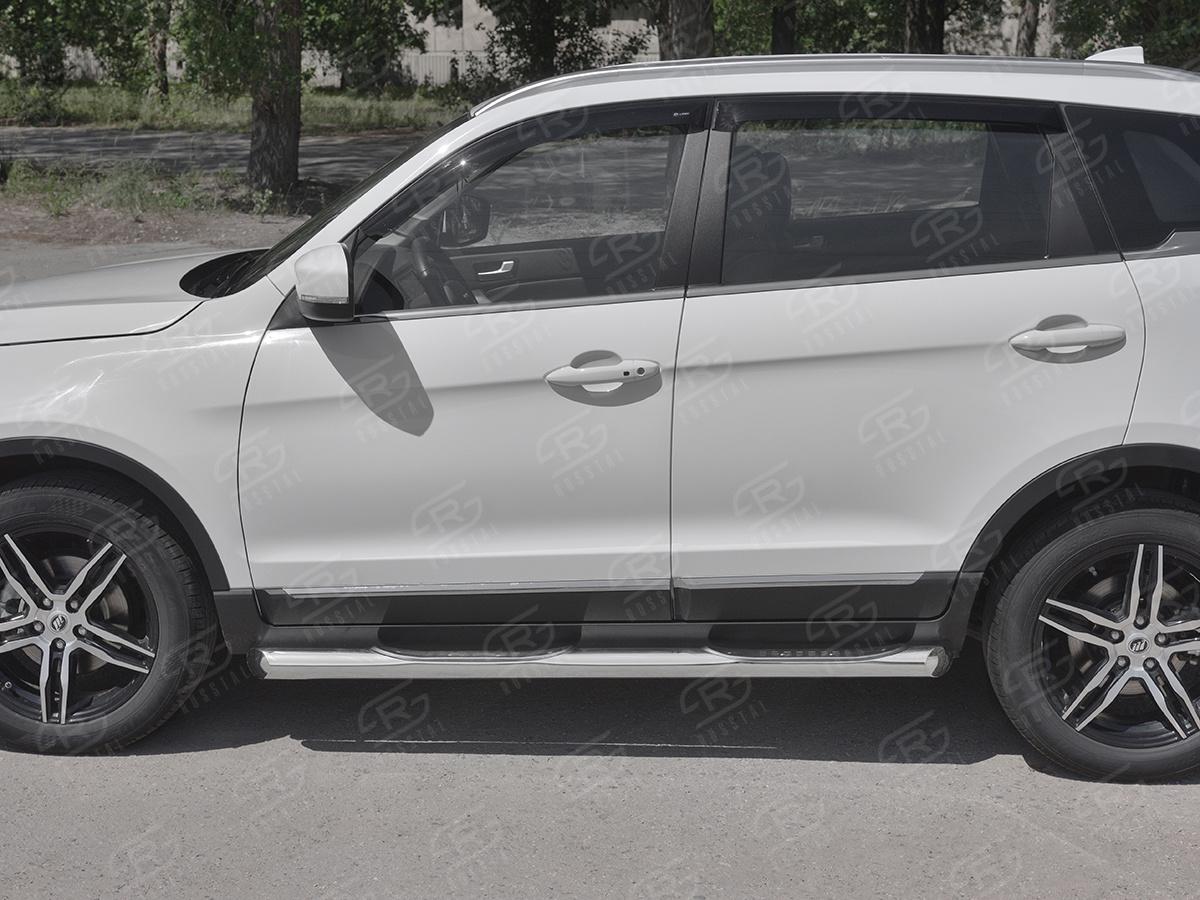 Пороги труба d76 с накладкой  для автомобиля Lifan X70 2018, Slitkoff LF7T-0032881