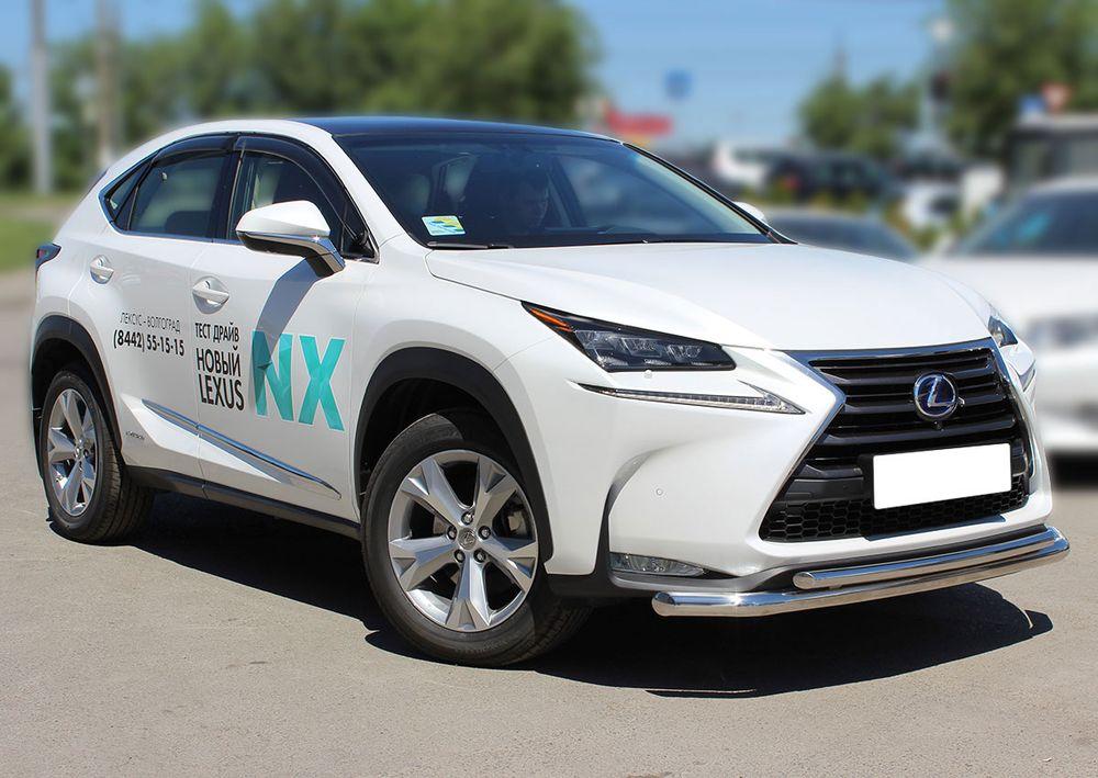Защита переднего бампера радиусная двойная d-60+43 для Lexus NX 2014, Технотек LNX_1.1