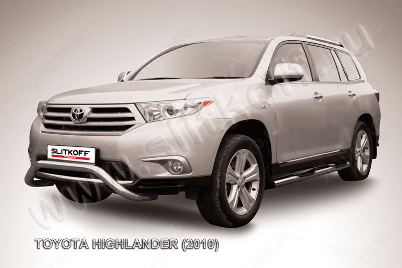 Кенгурятник d57 низкий мини Toyota Highlander (2010-2013) Black Edition, Slitkoff, арт. THI002BE
