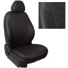 Чехлы для Peugeot Partner Tepee Family / Citroen Berlingo II (3 отдельных кресла) с 08г. / Opel Combo (PCMA) с 21г., Ромб, (Черный + Красная строчка), Autopilot арт. pe-pr-tf-r