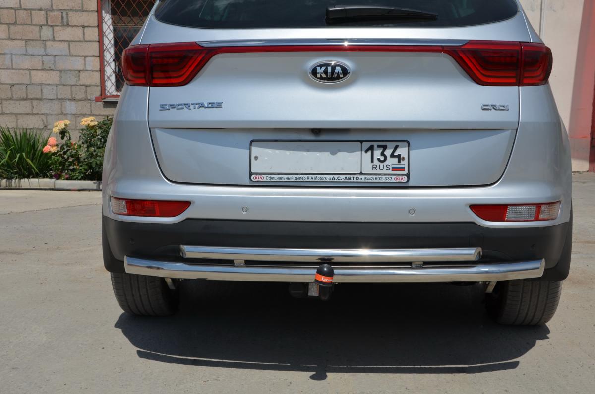 Защита заднего бампера двойная для автомобиля KIA Sportage 2015 арт. KSP.15.16