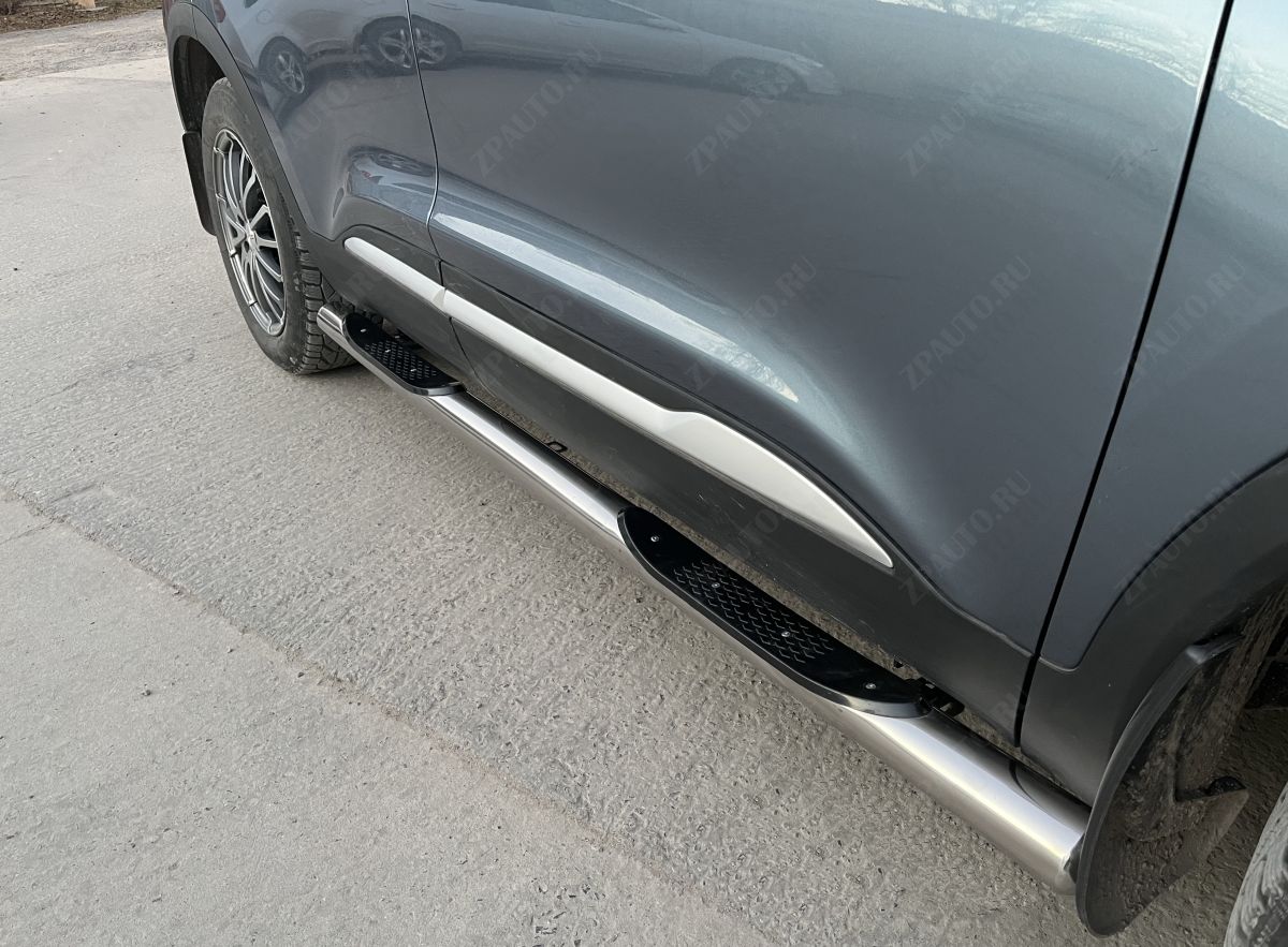 Пороги труба с проступью для автомобиля Chery Tiggo 4 2019 Рестайлинг арт. CHTG-R.19.93