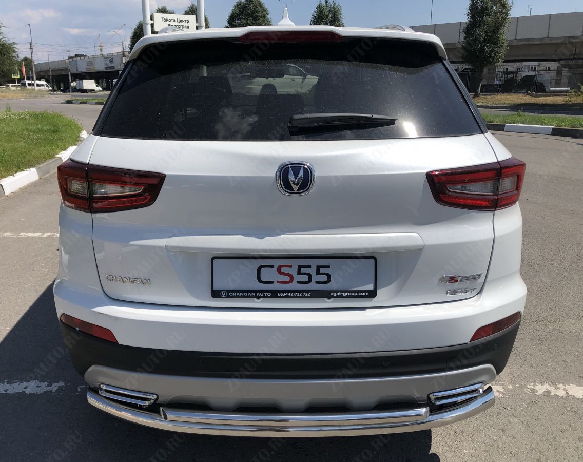 Защита заднего бампера двойная для автомобиля  CHANGAN CS55 2018- арт. CGCS55.18.16