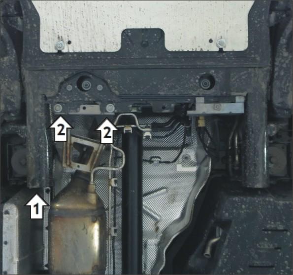 Защита стальная Мотодор (Трубки сажевого фильтра), 2 мм, Сталь для Volkswagen Multivan T6 2015-2020 арт. 02742