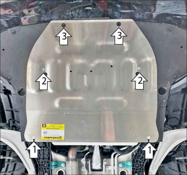 Защита алюминиевая Мотодор (Двигатель, Электроусилитель руля, Передний электромотор), 4 мм,  Voyah Dream  2021- арт. 348606