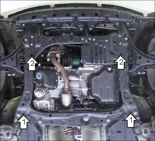 Защита стальная Мотодор (Двигатель, Коробка переключения передач), 2 мм, Сталь для Toyota IQ 2009-2016 арт. 02548