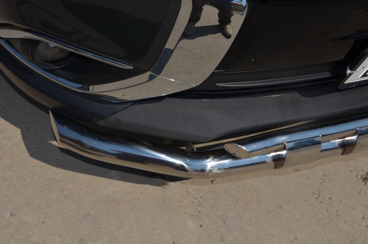 Защита переднего бампера двойная с перемычками для автомобиля MITSUBISHI Outlander  2015, Россия MSO.15.75