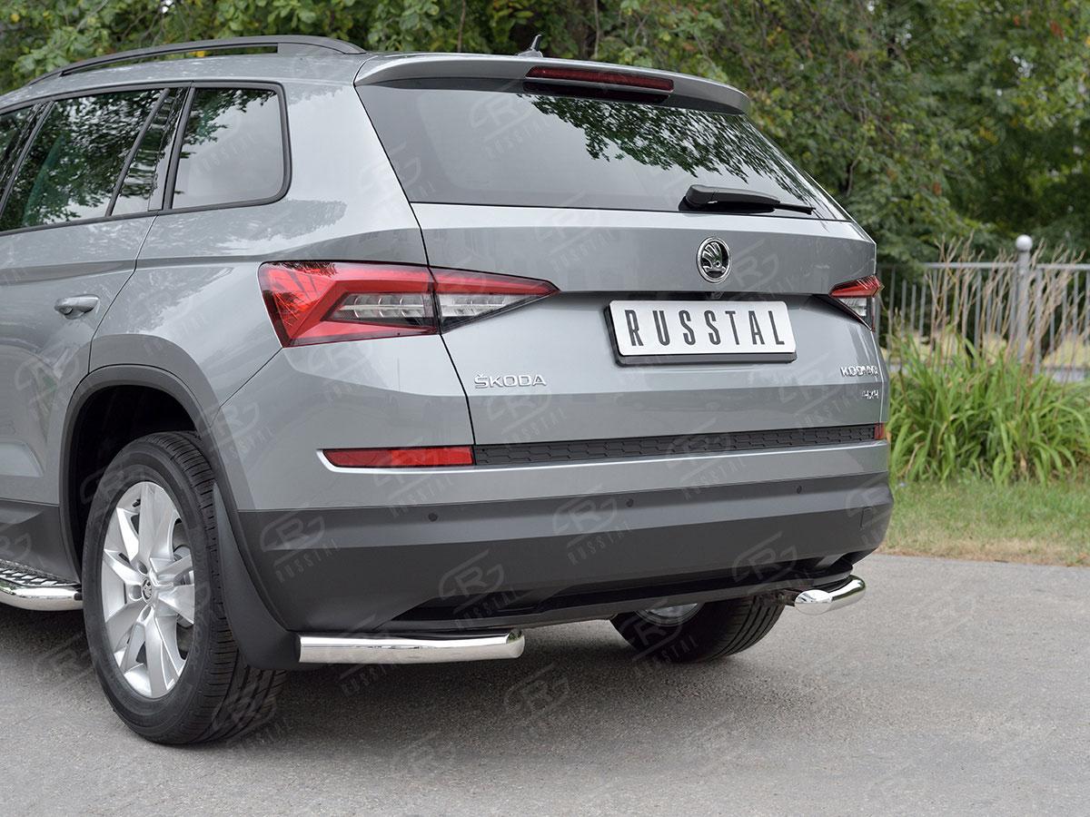 Защита заднего бампера уголки d57 на Skoda Kodiaq, Slitkoff SKKZ-002782