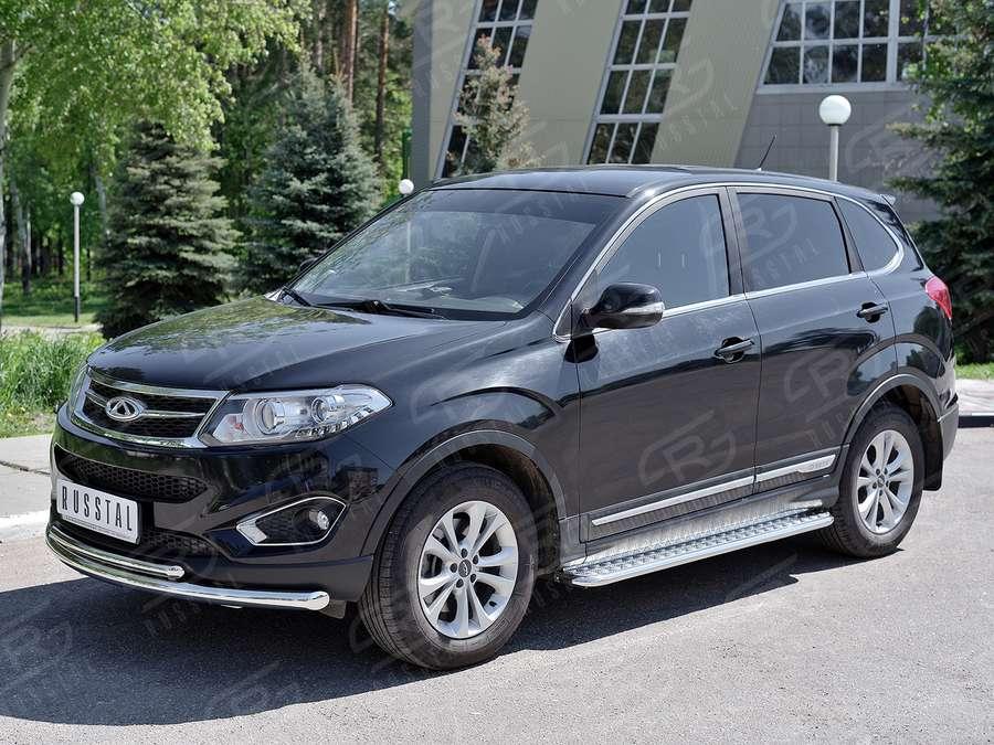 Защита переднего бампера d57/42 Chery Tiggo 5 2014, Slitkoff CT5Z-002262