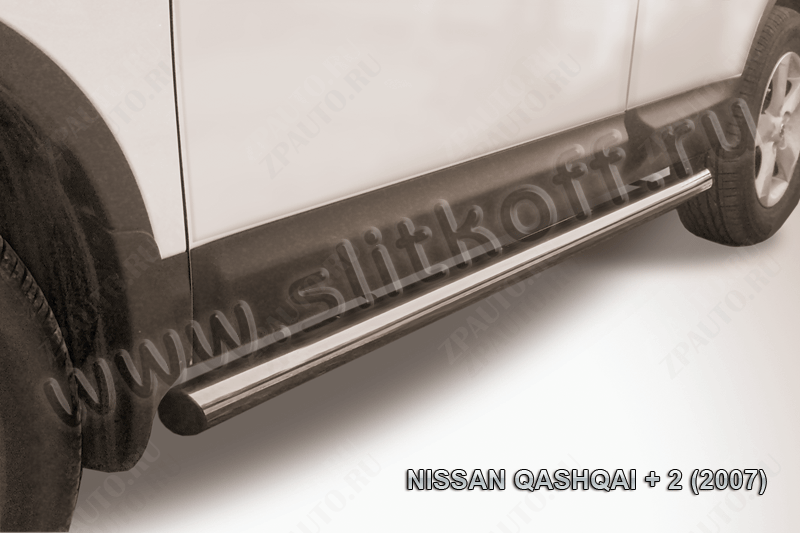 Защита порогов d76 труба Nissan Qashqai +2 (2008-2010) Black Edition, Slitkoff, арт. NIQ2010BE