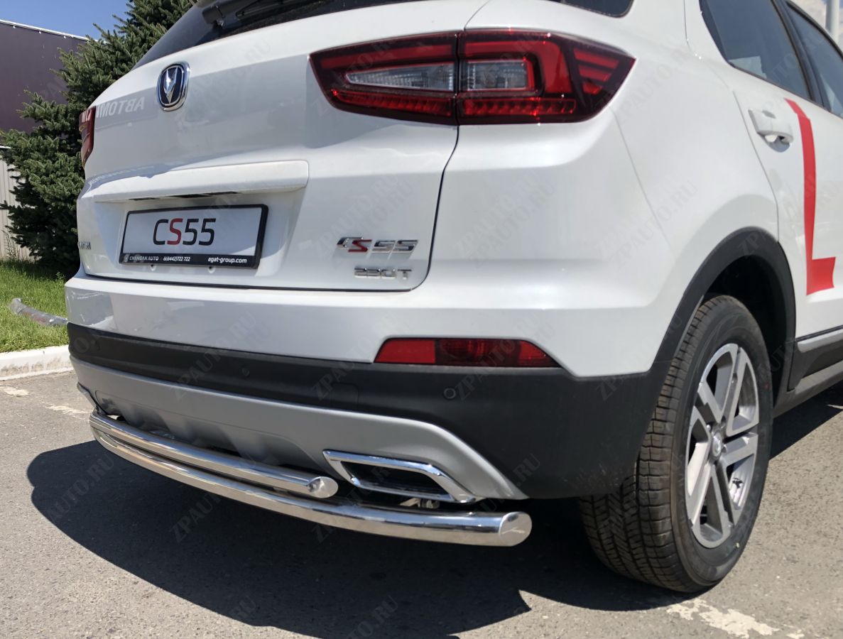 Защита заднего бампера двойная для автомобиля  CHANGAN CS55 2018- арт. CGCS55.18.16